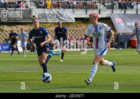 San Diego, California, USA. 12th June, 2022. OL Reign forward Megan Rapinoe (15) during a NWSL soccer match between the OL Reign and the San Diego Wave FC at Torero Stadium in San Diego, California. Justin Fine/CSM/Alamy Live News Stock Photo