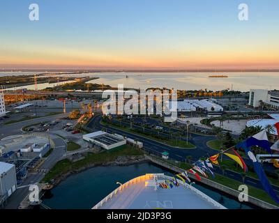 Port Canaveral, FL USA - January 15, 2022:   A view of the shipping and cruise Port Canaveral near Orlando, Florida. Stock Photo