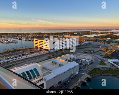 Port Canaveral, FL USA - January 15, 2022:   A view of the shipping and cruise Port Canaveral near Orlando, Florida. Stock Photo