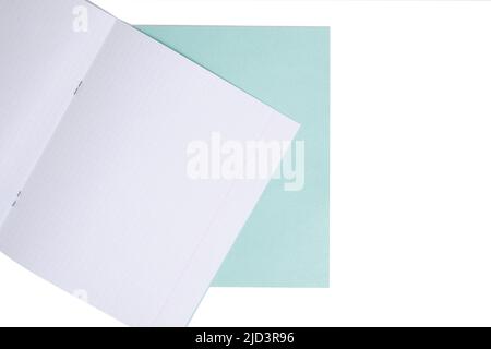 School math notebook in check on white background Stock Photo
