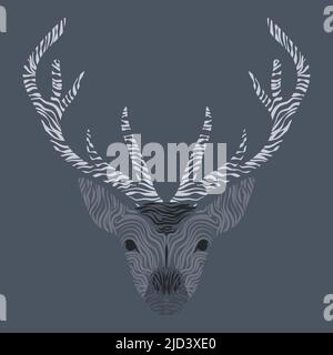 Logo with deer in modern style on grey background Stock Vector