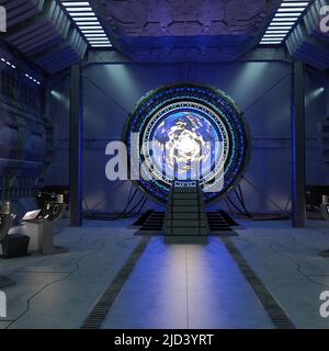 3D-illustration of a stargate for dimension travel Stock Photo