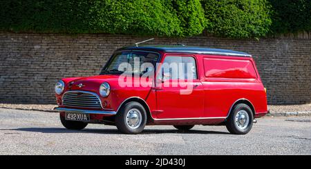 1962 red Morris 1300 cc Mini Van Stock Photo