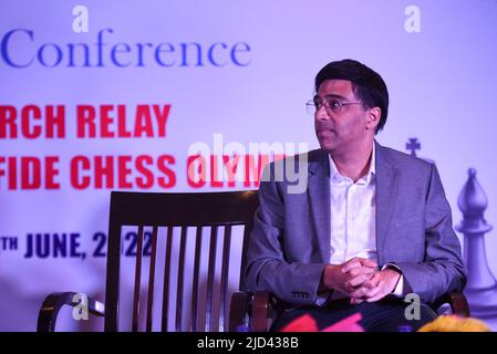 New Delhi, India. 17th June, 2022. NEW DELHI, INDIA - JUNE 17: Viswanathan Anand, Chess Player during a press conference on 'Torch Relay for the Chess Olympiad' at Lalit Hotel on June 17, 2022 in New Delhi, India. (Photo by Sanchit Khanna/Hindustan Times/Sipa USA) Credit: Sipa USA/Alamy Live News Stock Photo