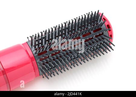 Photo of hair dryer color pink isolated on white background Stock Photo