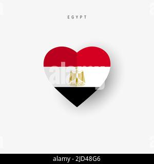 Egypt heart shaped flag. Origami paper cut Egyptian national banner. 3D vector illustration isolated on white with soft shadow. Stock Vector