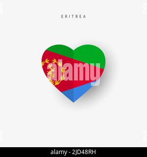 Eritrea heart shaped flag. Origami paper cut Eritrean national banner. 3D vector illustration isolated on white with soft shadow. Stock Vector