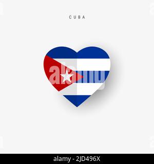 Cuba heart shaped flag. Origami paper cut Cuban national banner. 3D vector illustration isolated on white with soft shadow. Stock Vector