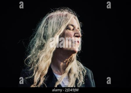 Gothenburg, Sweden. 09th Aug, 2018. Patti Smith performs live on stage at Way Out West festival in Slottsskogen, Gothenburg. (Photo by Valeria Magri/SOPA Images/Sipa USA) Credit: Sipa USA/Alamy Live News Stock Photo