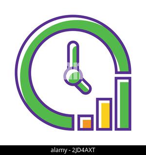 Time symbol vector image. Clock with trend chart business measurement sign. Marketing strategy concept illustration. Stock Vector