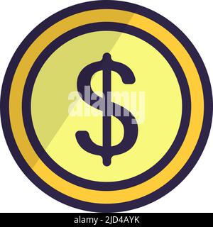 Modern dollar coin icon. Income and earning. Editable vector. Stock Vector