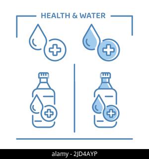 Health water symbol logo design. Bottle healthy pure natural organic water drink symbol vector icon. Stock Vector