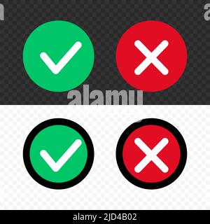 Set of check and cross mark icons in different styles. Editable vector. Stock Vector