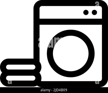 Simple washing machine and towels icon set. Editable vector. Stock Vector