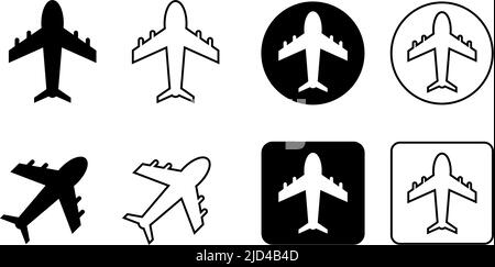 Airplane icon set. Aircraft. Editable vector. Stock Vector