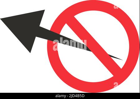 Prohibited mark and arrow. Stop sign. Editable vector. Stock Vector