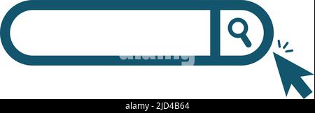 Rounded corner search box and mouse cursor to click the search button. Web search bar. Editable vector. Stock Vector