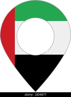 Map pin of the United Arab Emirates flag. Editable vector. Stock Vector