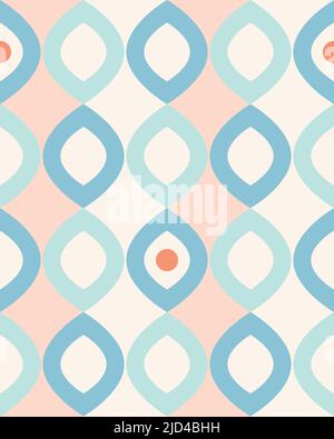 Vector retro geometric pattern in pastel colors. Simple texture made of lattices in gentle tones. Background in the style of the seventies Stock Vector