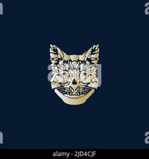 Golden cat head vector image isolated from background Stock Vector