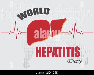 Vector illustration of World Hepatitis Day with dotted world map in background Stock Vector