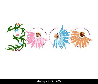 Colorful floral abstract art isolated on white background - vector illustration Stock Vector