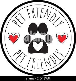 Pet friendly icon, vector. Pet friendly sticker isolated on white background. Stock Vector