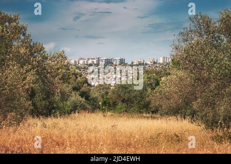 Varsak district of Antalya city, view from the green lungs - urban park. Environment and neighborhood Stock Photo