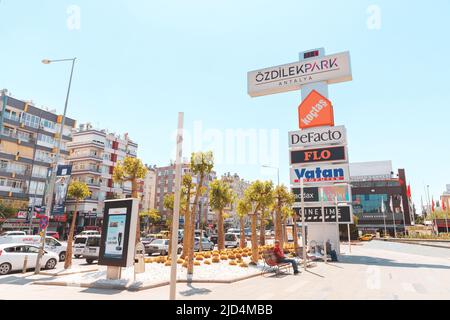 16 May 2022, Antalya, Turkiye: Popular Ozdilek Shopping Mall in Kepez district. Famous Marketplace and trading retail store Stock Photo