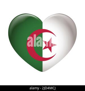 Algeria flag icon isolated on white background. Algeria flag. Flag icon glossy. Stock Vector