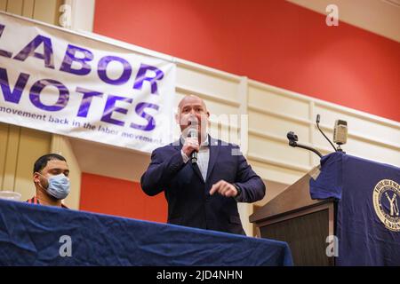 Chicago, USA. 19th June, 2022. Labor leader Sean OíBrien, president of Teamsters labor union, speaks during the Labor Notes conference, in Chicago. Credit: SOPA Images Limited/Alamy Live News Stock Photo