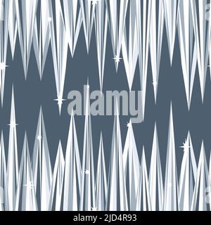 Seamless vector pattern with icicles on grey background. Simple winter season wallpaper design. Decorative frozen fashion textile. Stock Vector