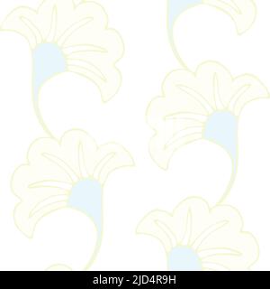 Seamless vector pattern with abstract soft flowers on white background. Decorative pastel floral wallpaper design. Stock Vector
