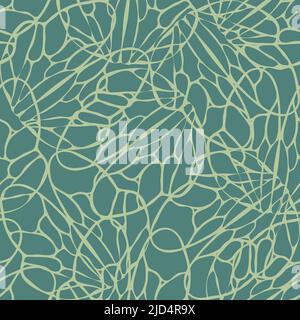 Seamless vector pattern with mosaic pieces on blue background. Grid texture wallpaper design. Effective fashion textile. Stock Vector