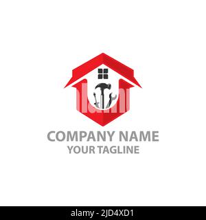 Home Repair and Remodeling logo, House maintenance vector logo design template.EPS 10 Stock Vector