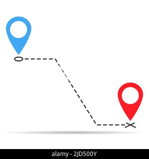 We have moved announcement design shadow, location Vector icon symbol pointer, navigation illustration . Stock Vector