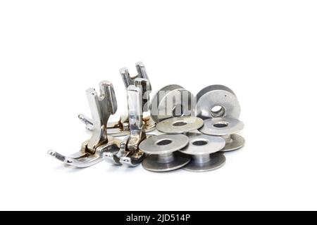 A picture of sewing machine parts with selective focus Stock Photo