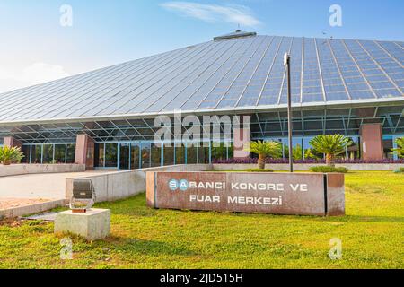 19 May 2022, Antalya, Turkey: Sabanci Glass Pyramid Exhibition and Convention Center in Antalya Stock Photo