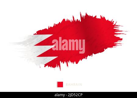 Painted brushstroke flag of Bahrain with waving effect. Vector flag. Stock Vector