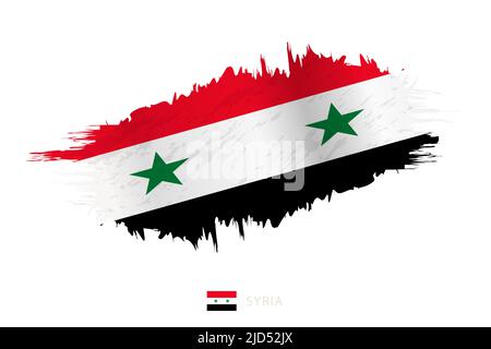Painted brushstroke flag of Syria with waving effect. Vector flag. Stock Vector