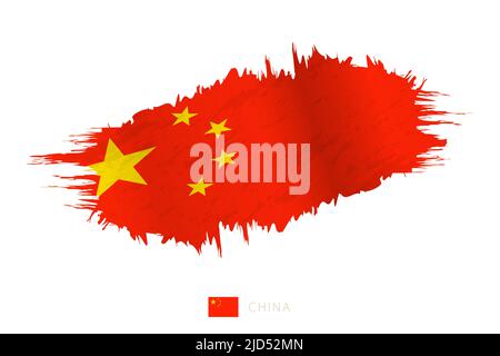 Painted brushstroke flag of China with waving effect. Vector flag. Stock Vector