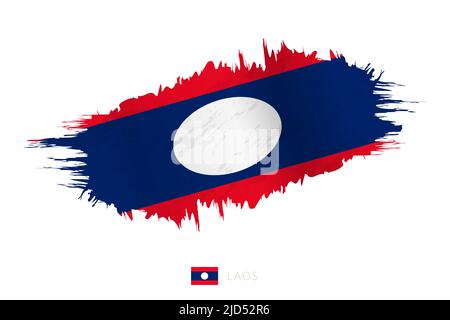Painted brushstroke flag of Laos with waving effect. Vector flag. Stock Vector