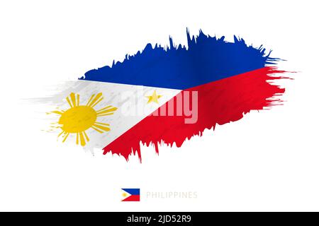 Painted brushstroke flag of Philippines with waving effect. Vector flag. Stock Vector