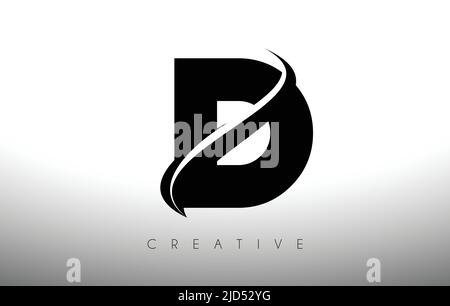 W Swoosh Letter Cut Logo Design with Black Swoosh and Creative Icon ...