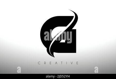 N Swoosh Letter Cut Logo Design with Black Swoosh and Creative Icon ...
