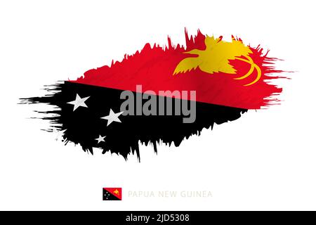 Painted brushstroke flag of Papua New Guinea with waving effect. Vector flag. Stock Vector
