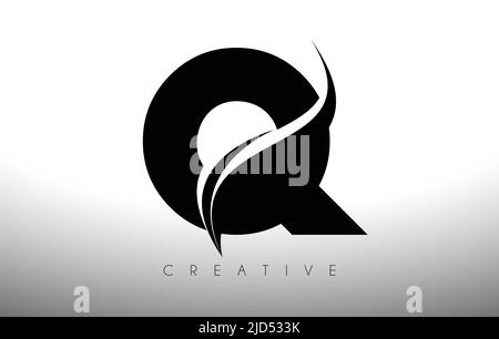 A Swoosh Letter Cut Logo Design with Black Swoosh and Creative Icon ...