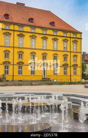 Fountain in front of the historic castle of Osnabruck, Germany Stock Photo