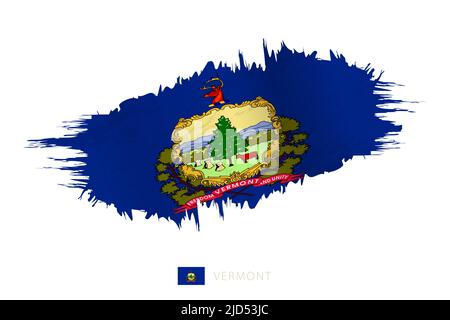 Painted brushstroke flag of Vermont with waving effect. Vector flag. Stock Vector