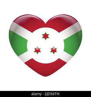 Burundi flag icon isolated on white background. Burundi flag. Flag icon glossy. Stock Vector